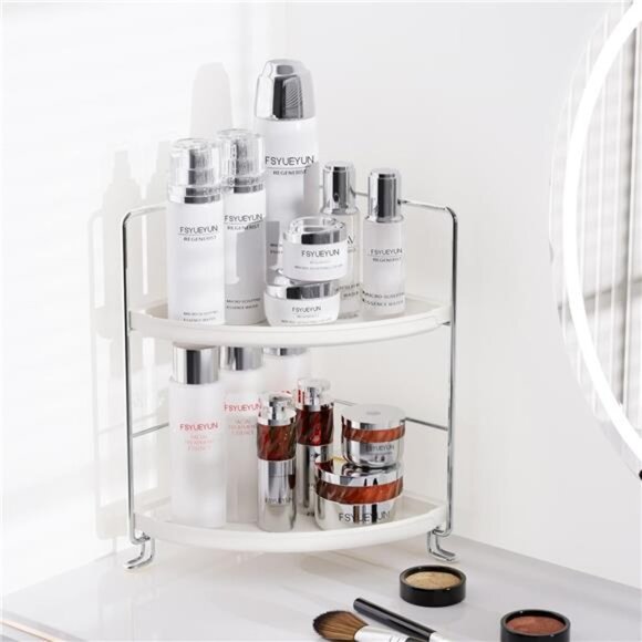 2-Tier Corner Bathroom Counter Organizer, Tool-Less Installation - Picture 3 of 16